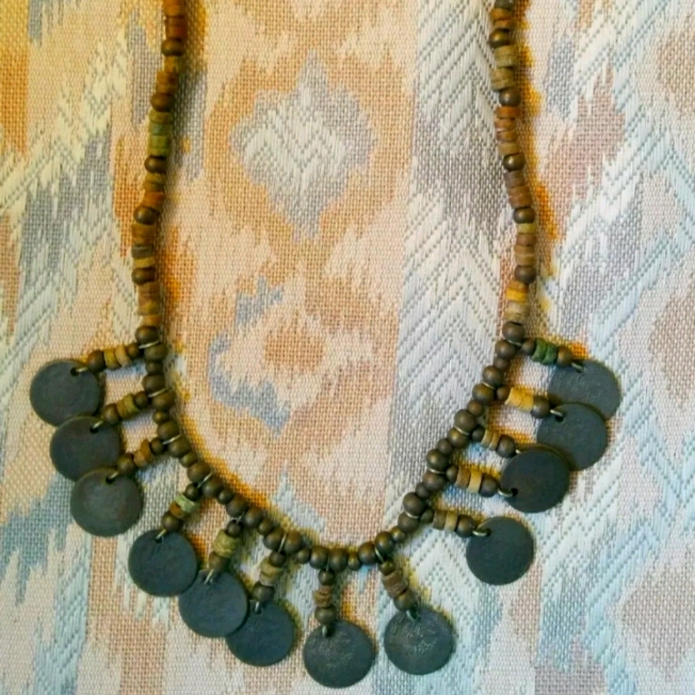 coin and Beaded Necklace Choker